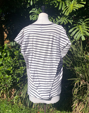 Osklen Designer Black & White Stripe Slouch T-Shirt