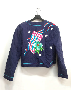 Vintage 80's Apriori Blue Patchwork Quilted Jacket