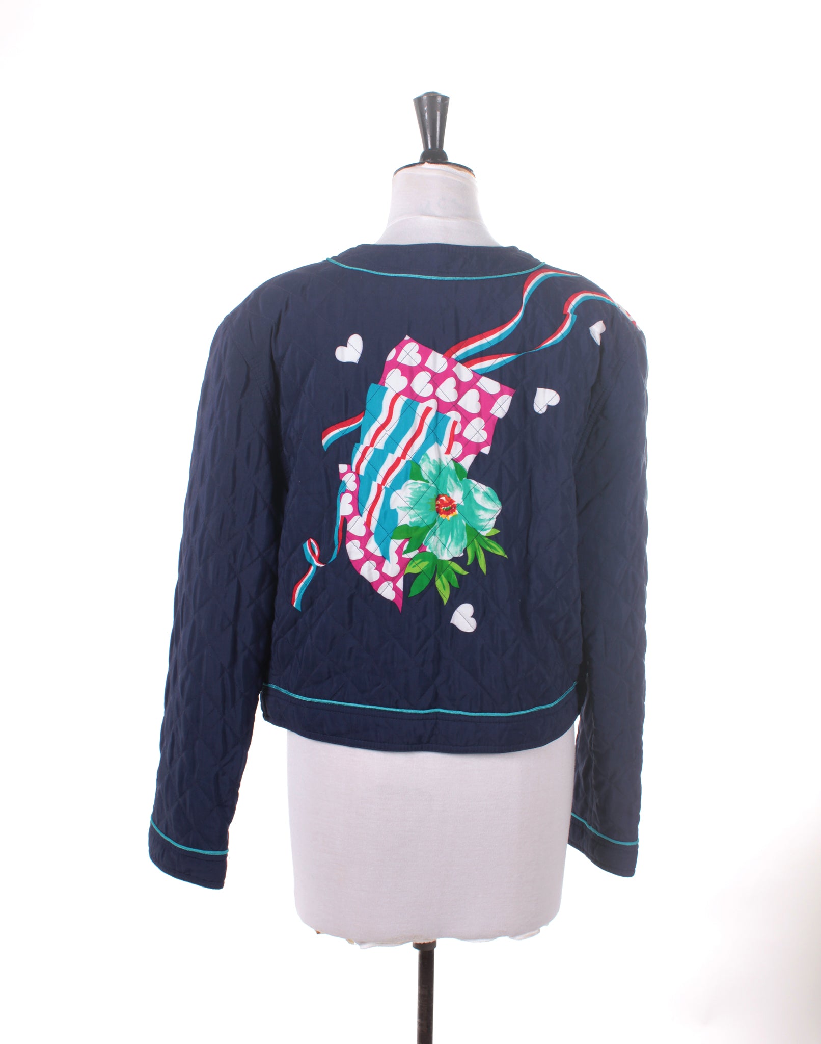 Vintage 80's Apriori Blue Patchwork Quilted Jacket