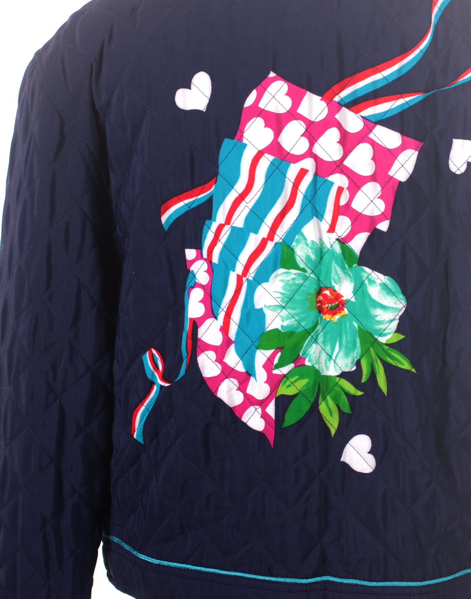 Vintage 80's Apriori Blue Patchwork Quilted Jacket