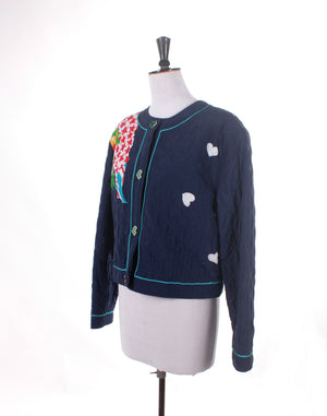 Vintage 80's Apriori Blue Patchwork Quilted Jacket