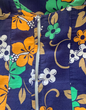 Vintage 90's Blue Flower Power Shift Dress - Size S