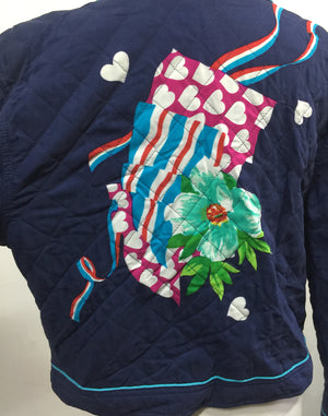 Vintage 80's Apriori Blue Patchwork Quilted Jacket