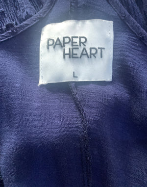 Paper Heart Navy Chiffon Spot Dress - Size L