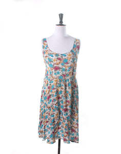 Vintage Floral Yellow Blue Babydoll Dress