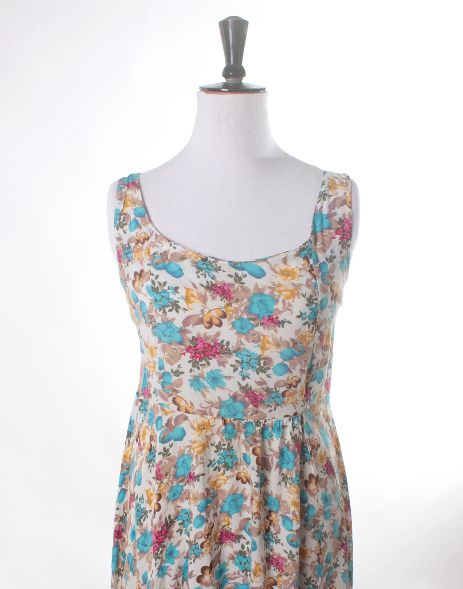 Vintage Floral Yellow Blue Babydoll Dress