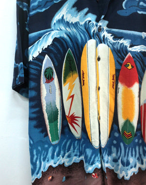 Vintage 80's Oversize Mens Blue Surfboard Shirt