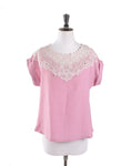 Vintage 80's Pink Lace Inset Top