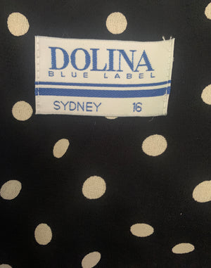 Vintage 80's Dolina Black & White Polka Shirt Jacket - Size L / XL