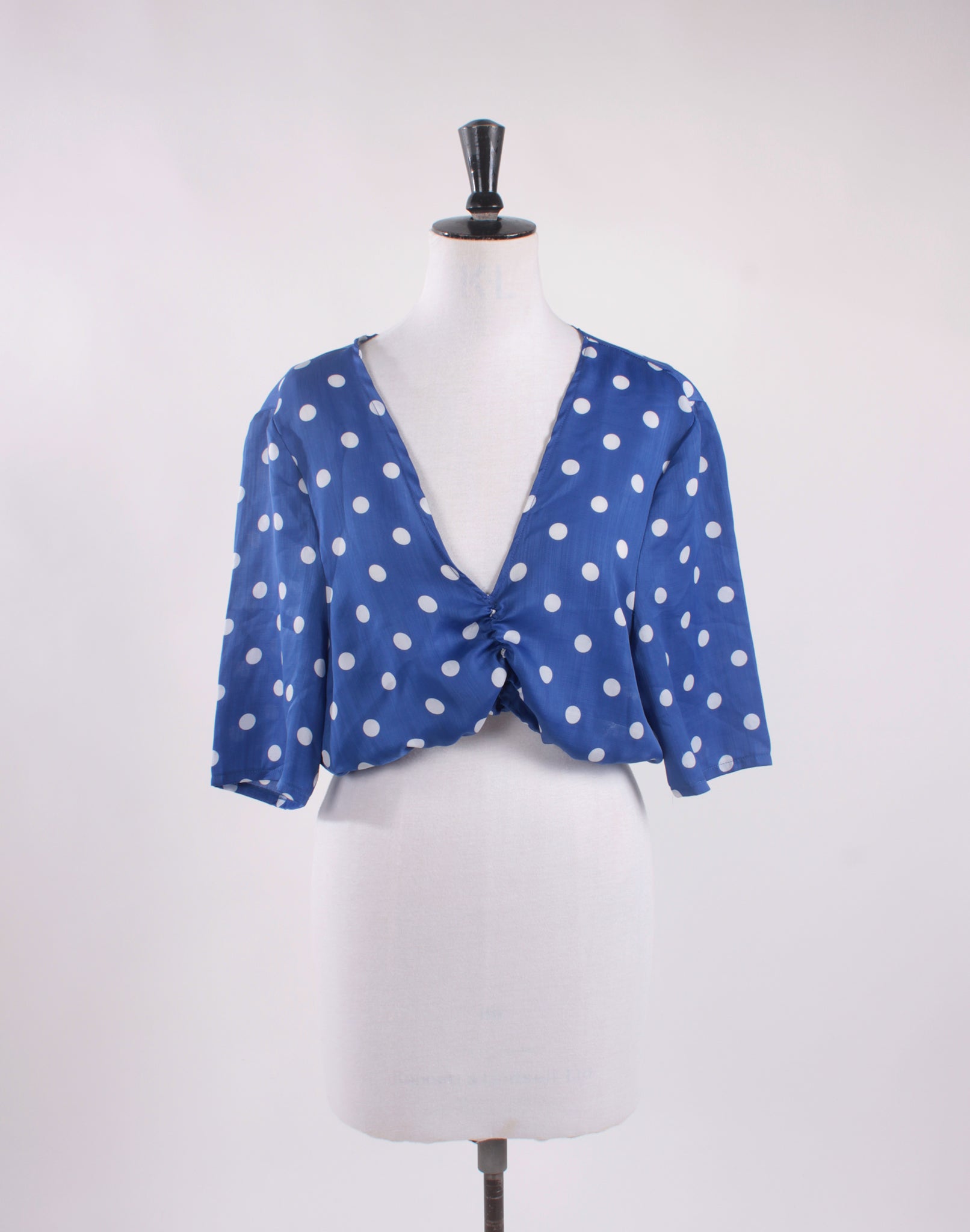 Blue Polka Crop Blouse