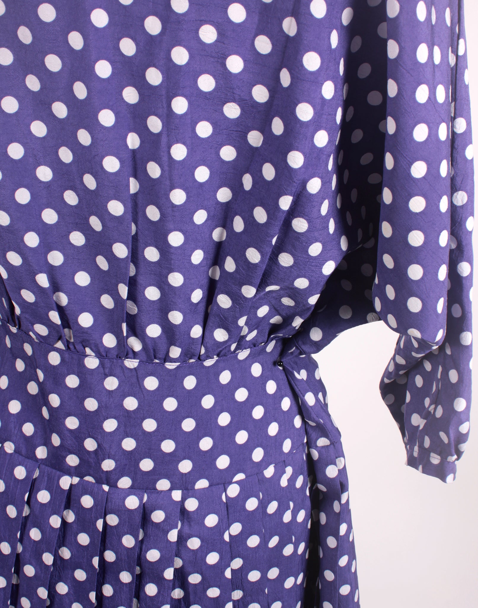 Vintage 80's Purple Polka Dot Pleated Skirt Dress