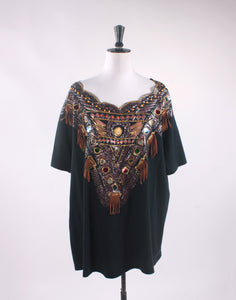 Vintage 80's Match Point Western Fringe Black T-Shirt