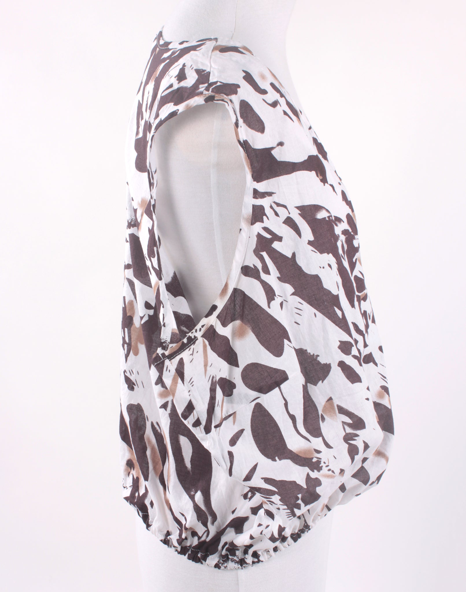 Brown and White Cotton Crop Blouse