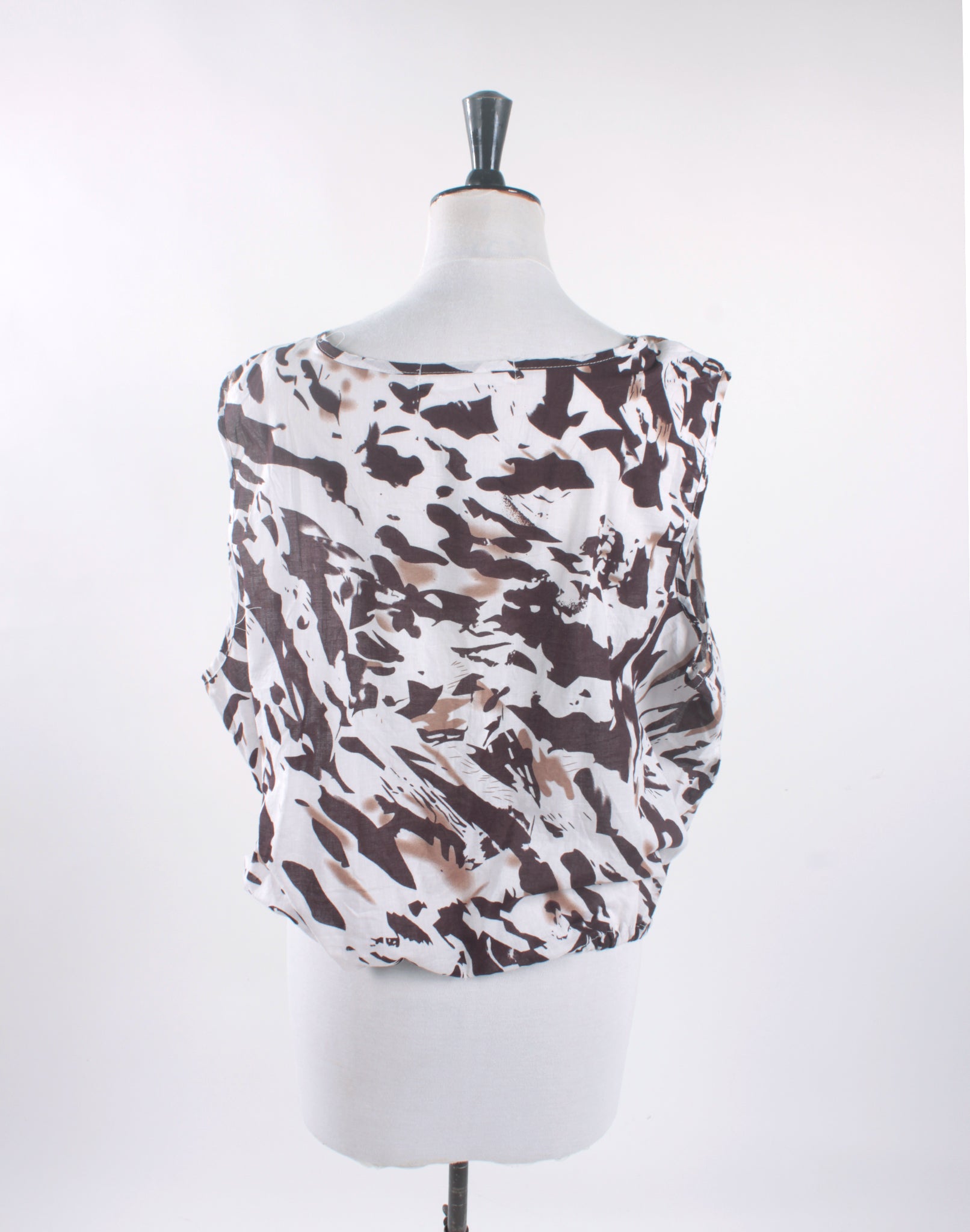 Brown and White Cotton Crop Blouse