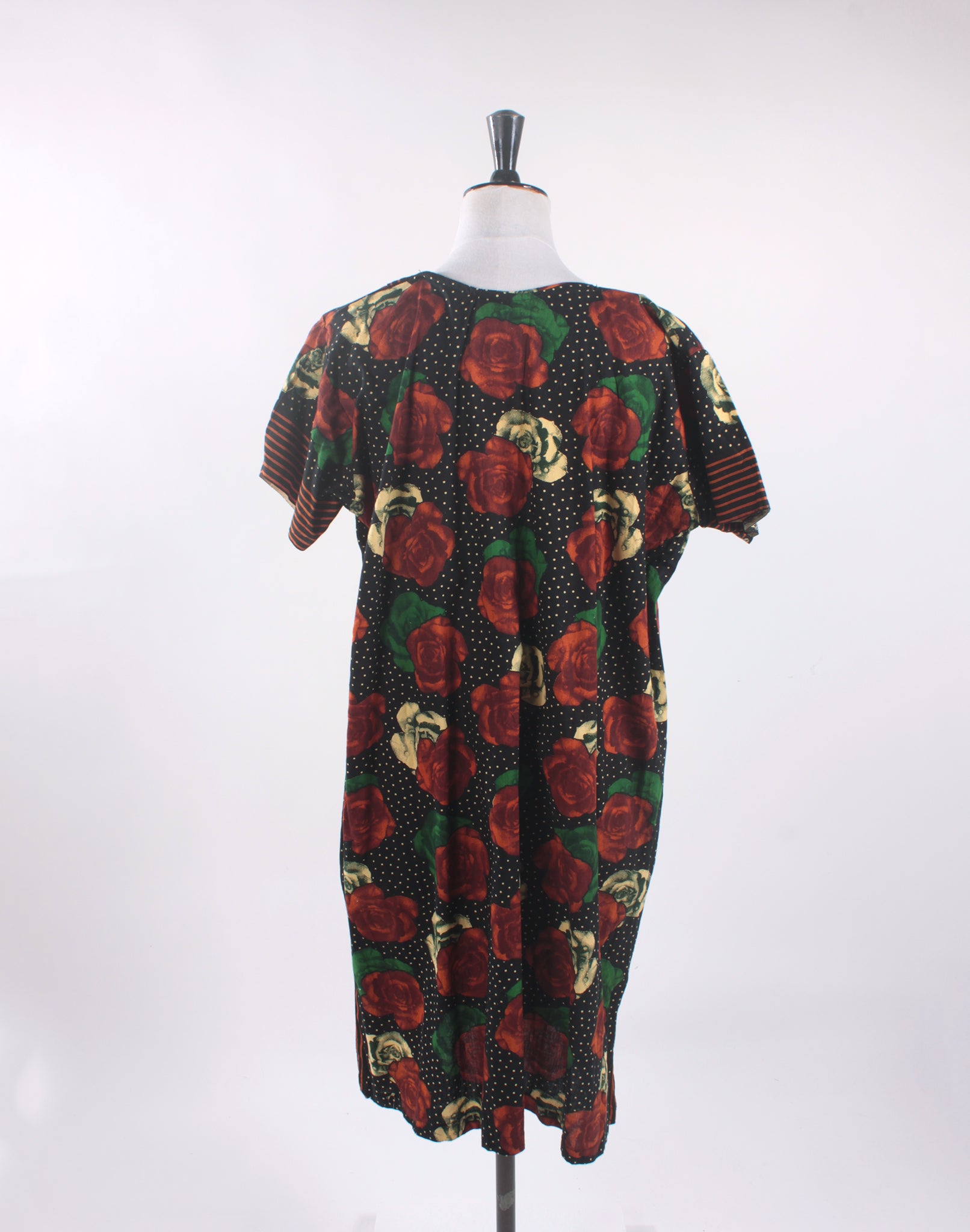 Vintage 90's Black Brown Floral Oversize Tunic Dress