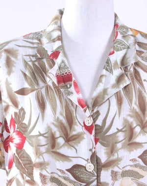 Vintage 80's Katies Green Red Floral Shirt - Size 10