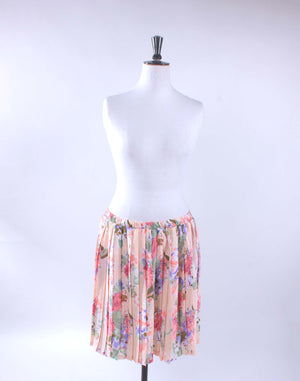 Vintage 80's Peach Floral Pleated Skirt