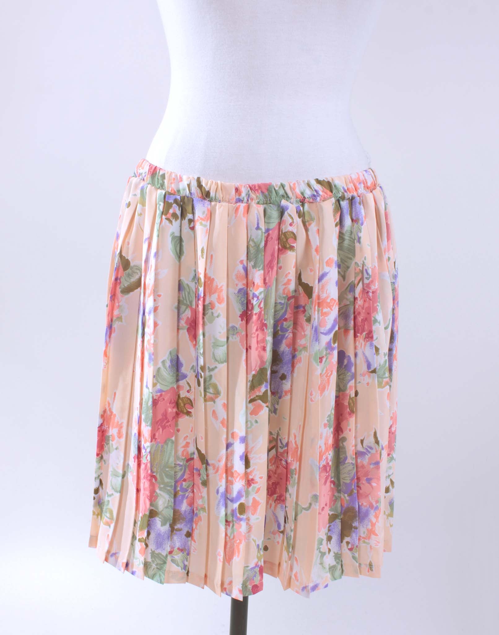 Vintage 80's Peach Floral Pleated Skirt