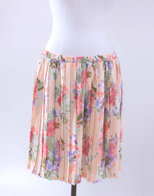 Vintage 80's Peach Floral Pleated Skirt