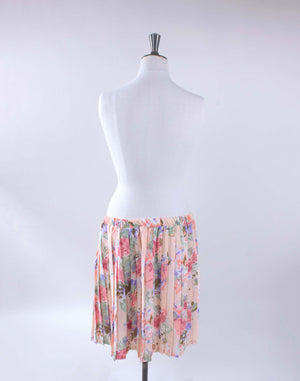 Vintage 80's Peach Floral Pleated Skirt