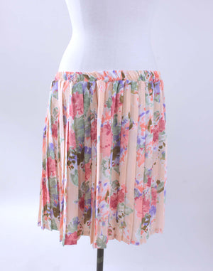 Vintage 80's Peach Floral Pleated Skirt