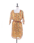 Vintage 80's Yellow Long Sleeve Kaftan Dress
