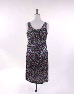 Vintage 60's 70's Navy Ditsy Floral Slip Dress Size S