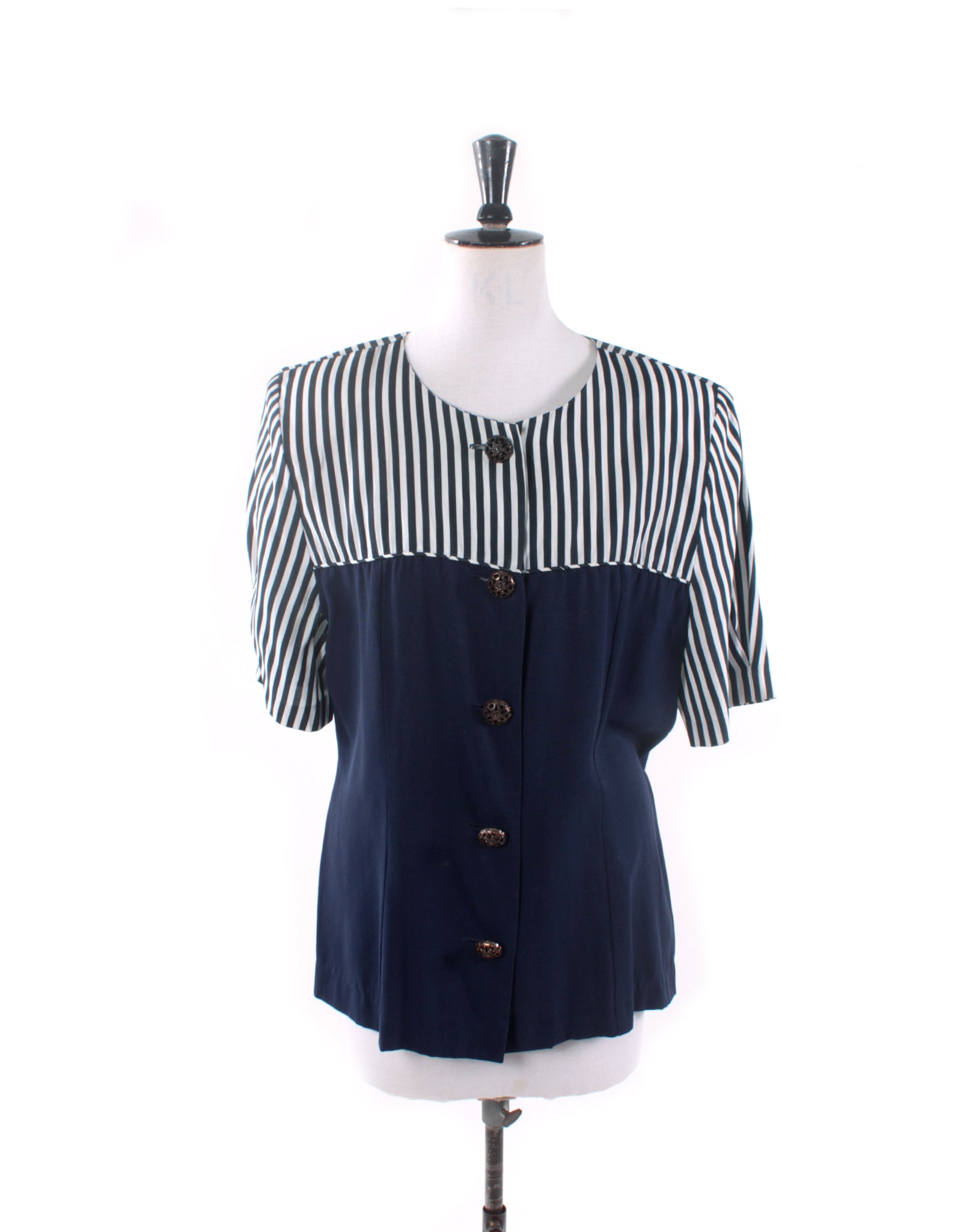 Vintage 80's Target Navy Blue Stripe Jacket - Size 14