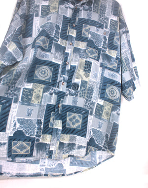 Blue Retro Washed Print Shirt - Size XLarge