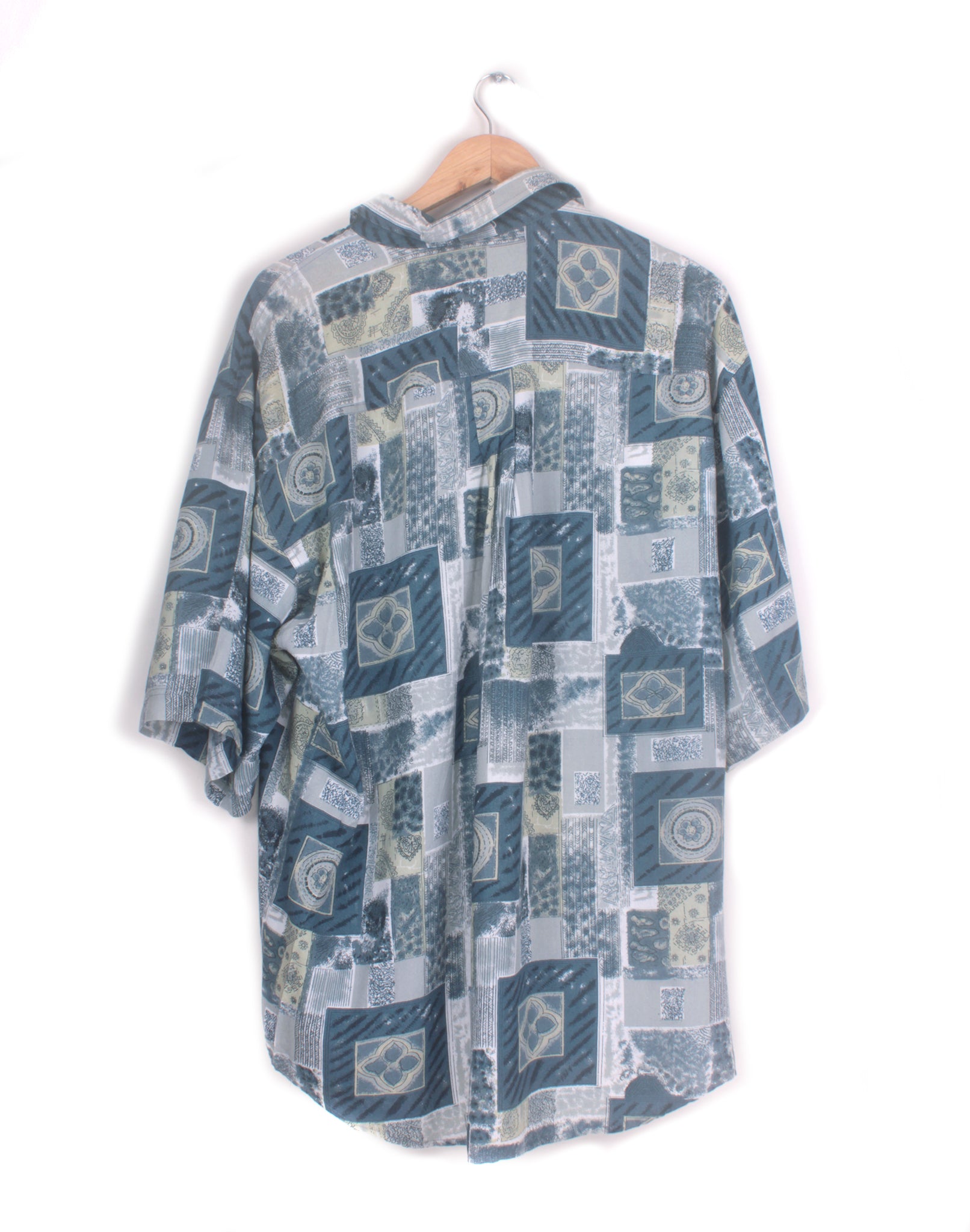 Blue Retro Washed Print Shirt - Size XLarge