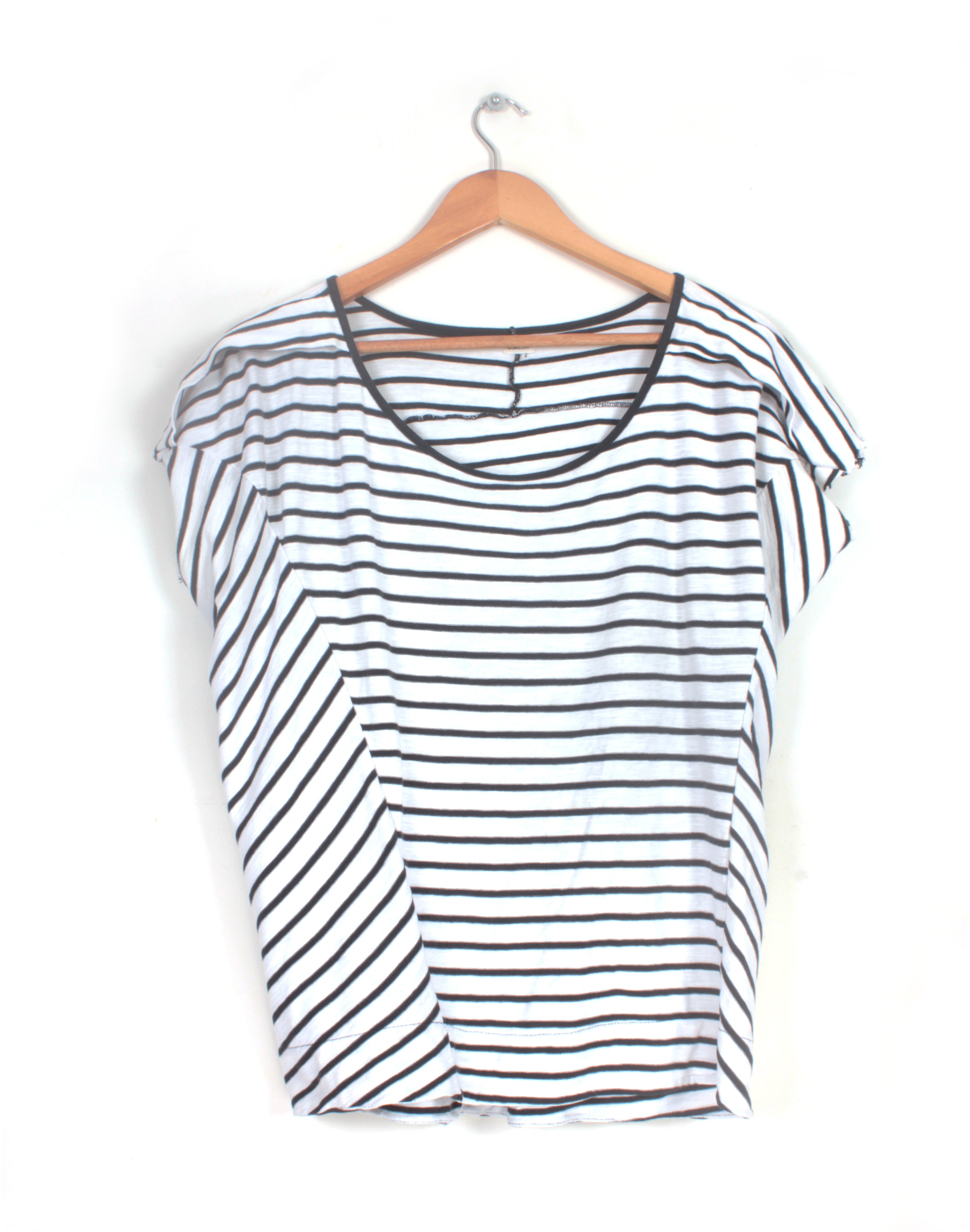 Osklen Designer Black & White Stripe Slouch T-Shirt