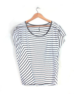 Osklen Designer Black & White Stripe Slouch T-Shirt
