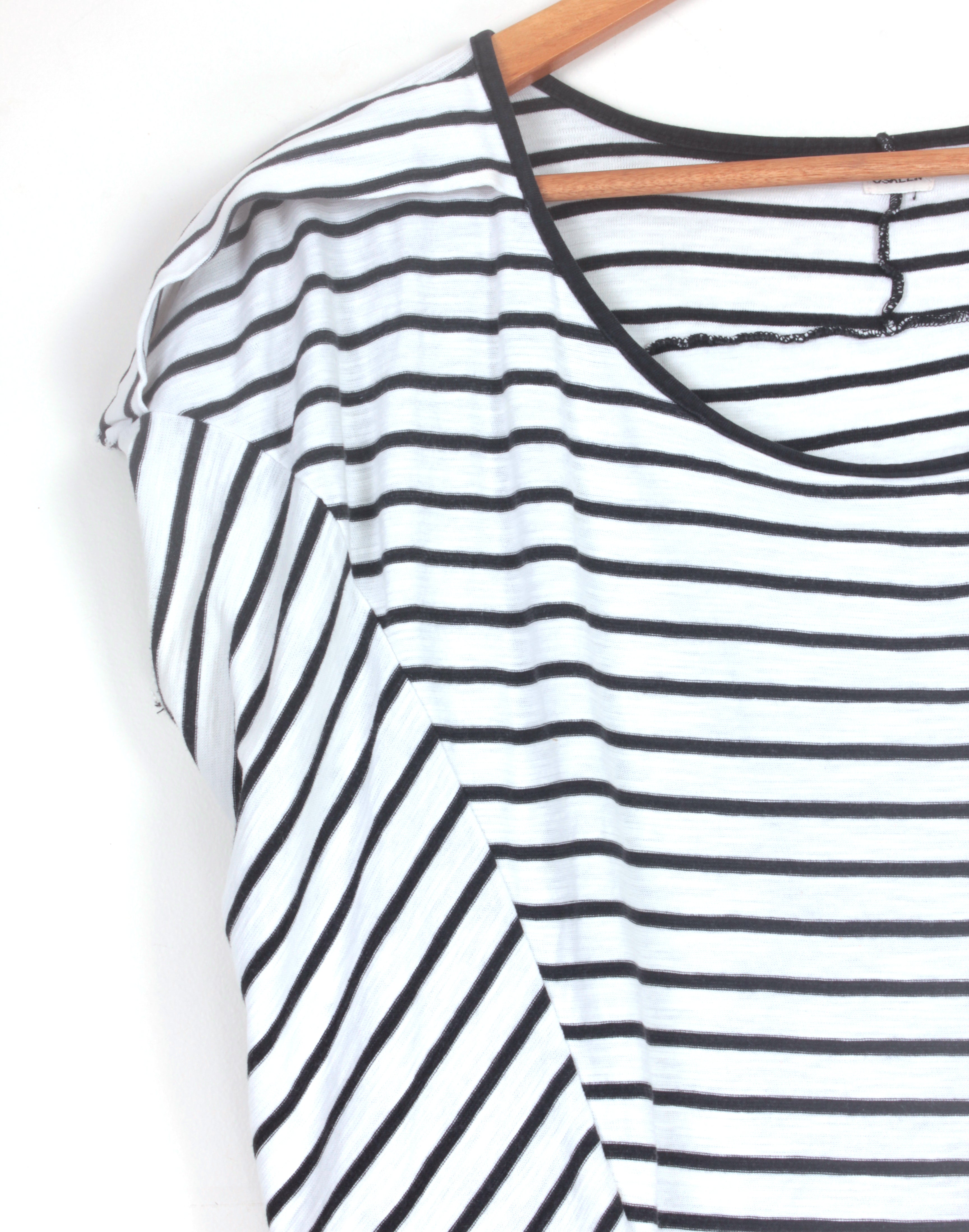 Osklen Designer Black & White Stripe Slouch T-Shirt