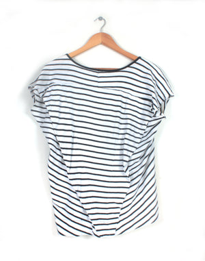 Osklen Designer Black & White Stripe Slouch T-Shirt