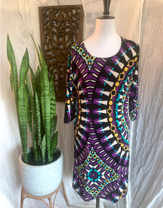 Handmade Stretch Printed Swirl Dress - Size S/M