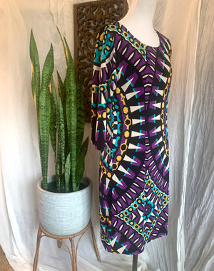 Handmade Stretch Printed Swirl Dress - Size S/M