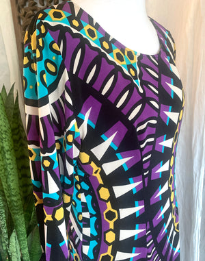 Handmade Stretch Printed Swirl Dress - Size S/M