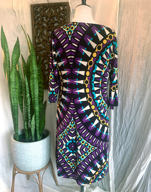 Handmade Stretch Printed Swirl Dress - Size S/M