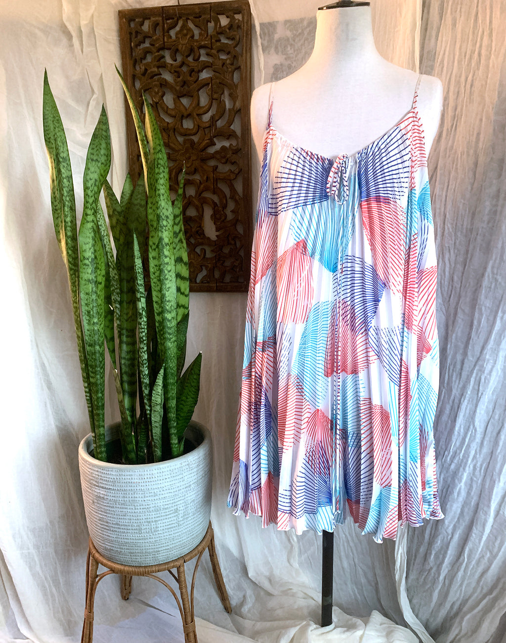 Leona Edmiston Pleated Splash Dress - Size M