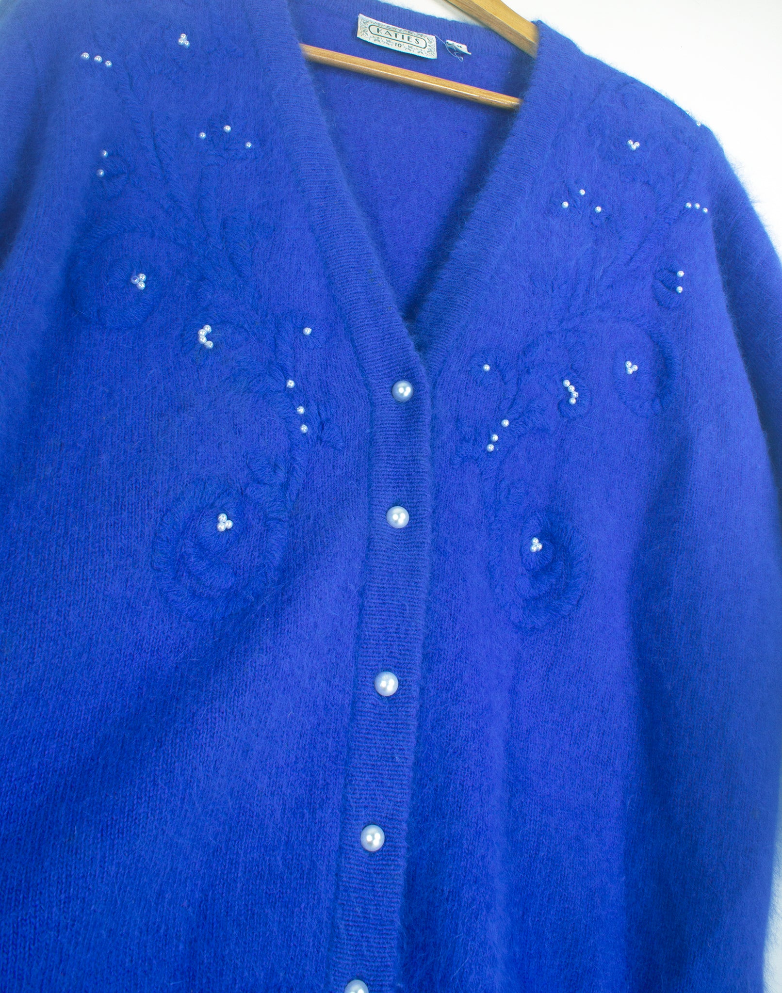 Vintage 80's Katies Blue Angora Cardigan - Size S/M