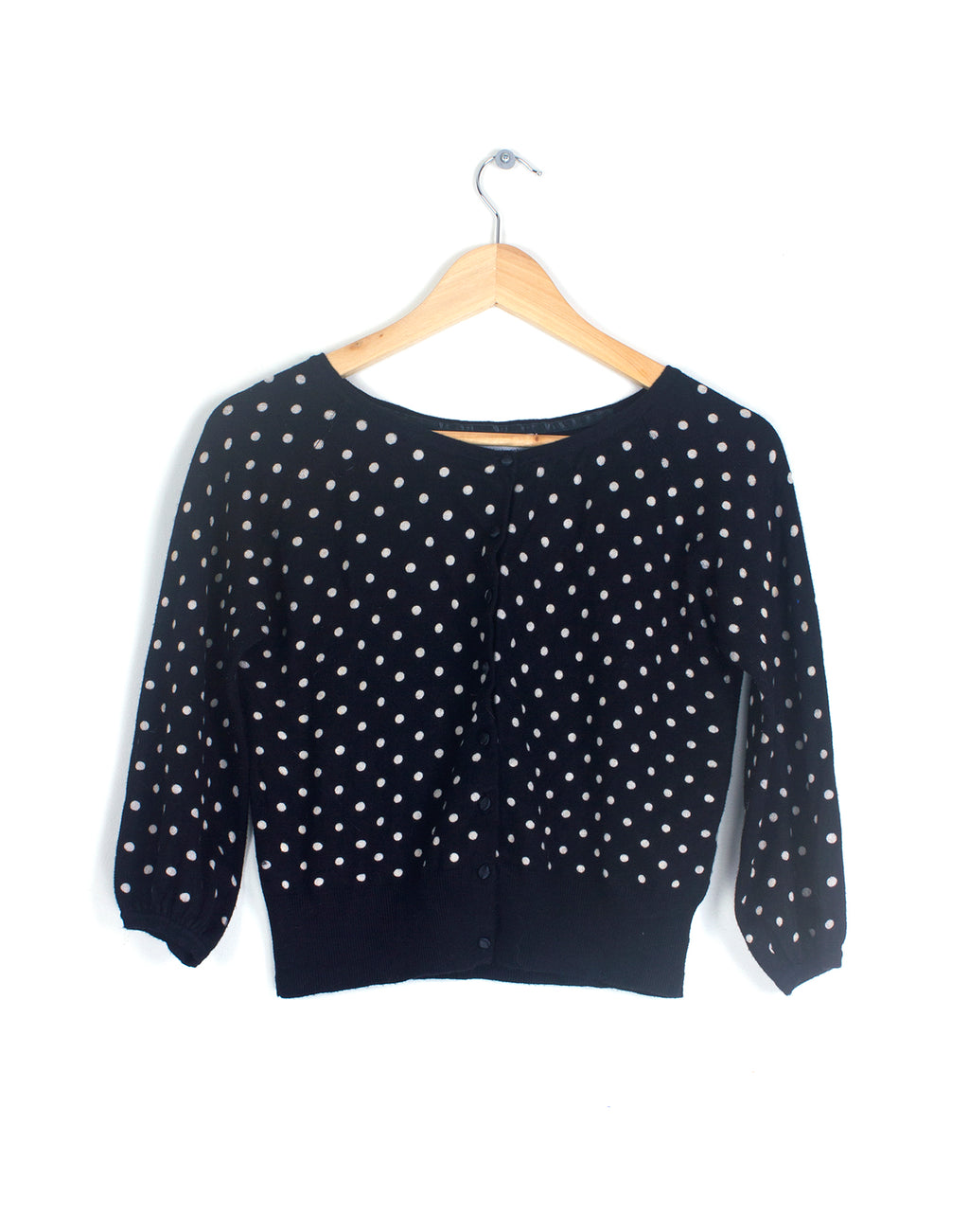 Black & White Polka Dot Crop Cardigan - Size 8
