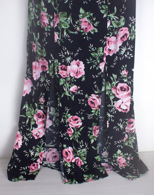 Topshop Black Pink Floral Maxi Dress - Size XS / S