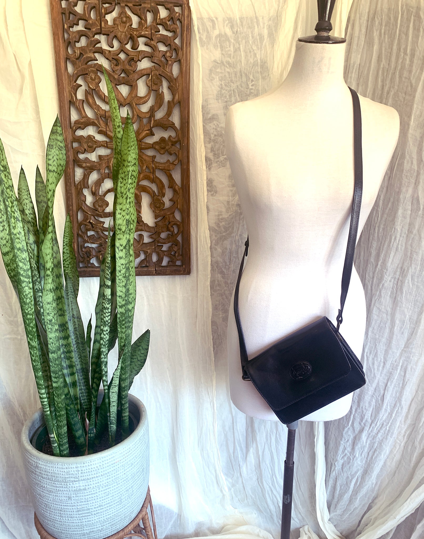 Vintage 80's Annapelle Black Leather Crossbody Bag