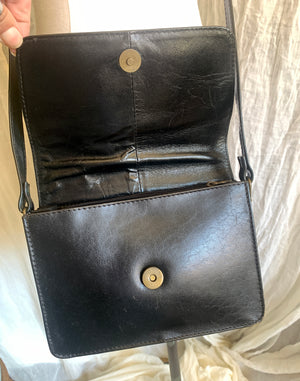 Vintage 80's Annapelle Black Leather Crossbody Bag