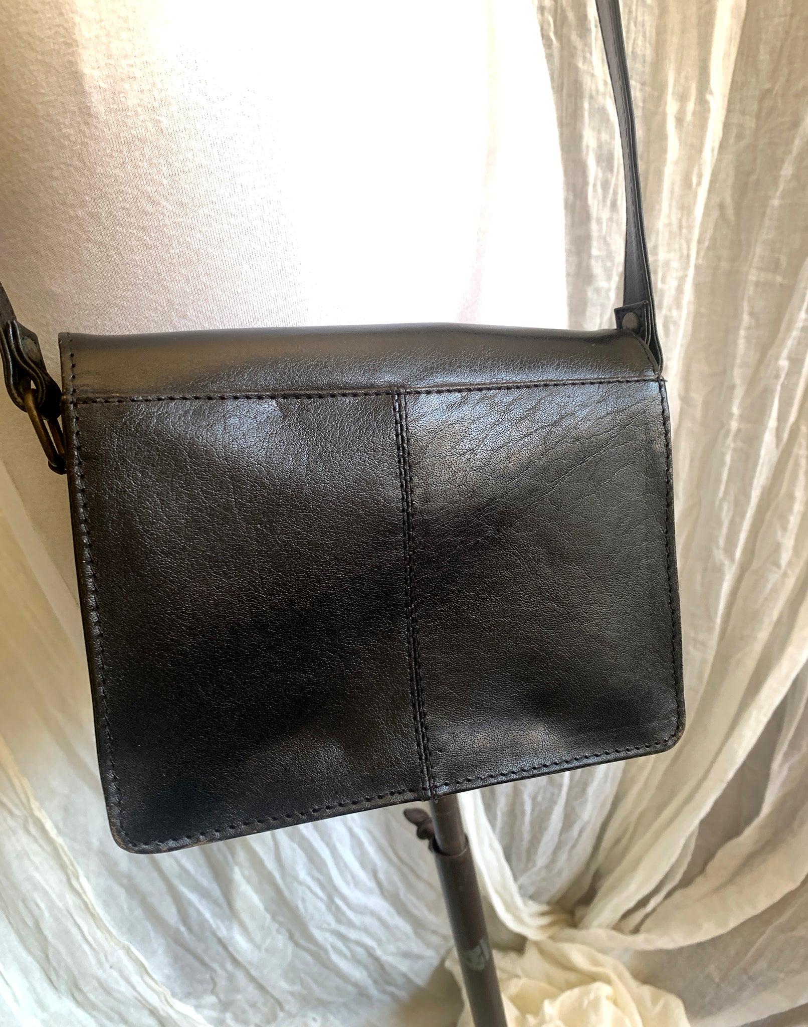 Vintage 80's Annapelle Black Leather Crossbody Bag