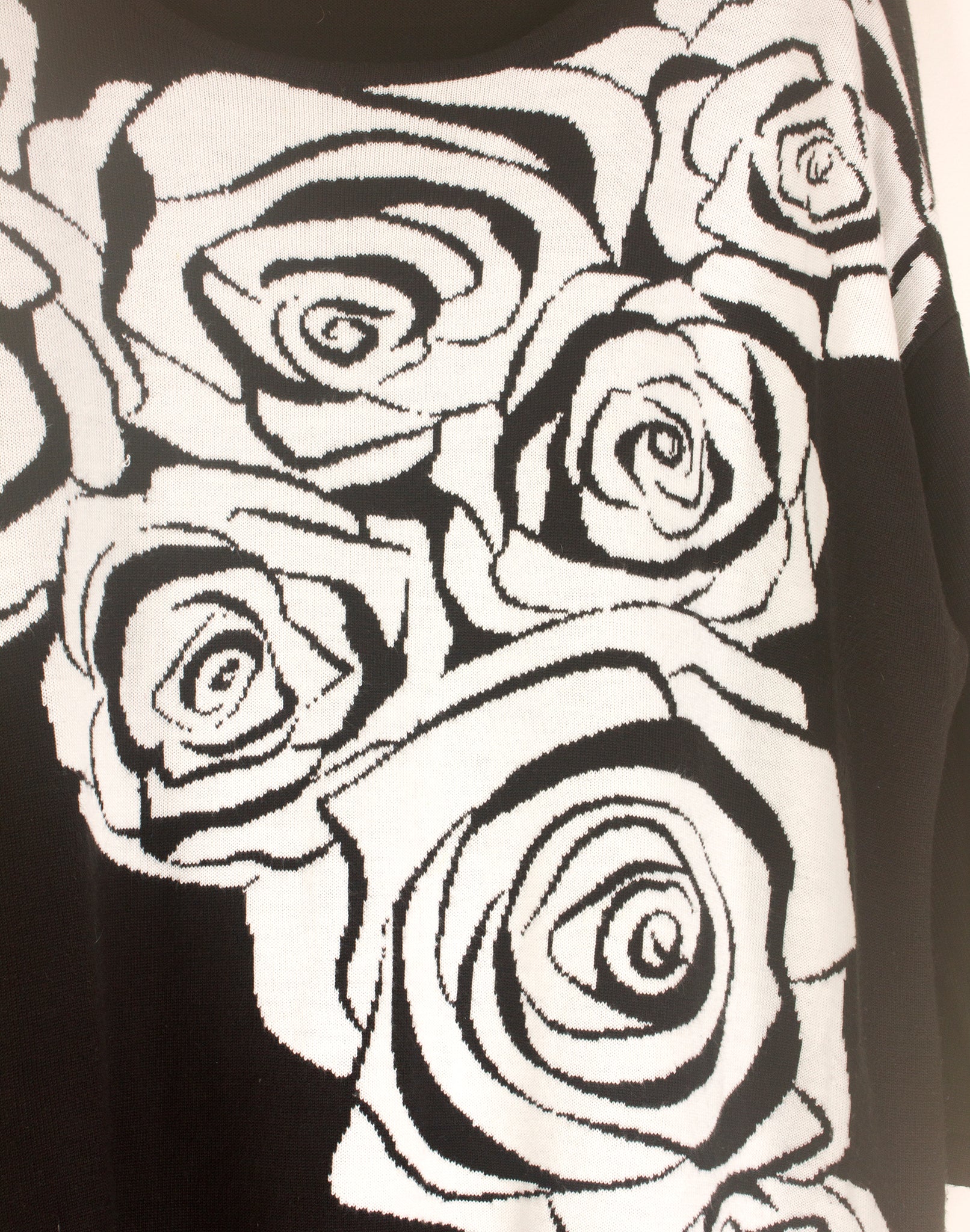 Autograph Black & White Rose Sweater Dress - Size XL
