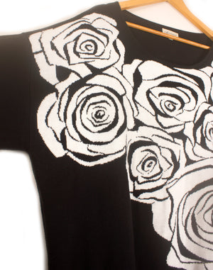 Autograph Black & White Rose Sweater Dress - Size XL