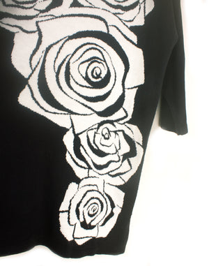 Autograph Black & White Rose Sweater Dress - Size XL