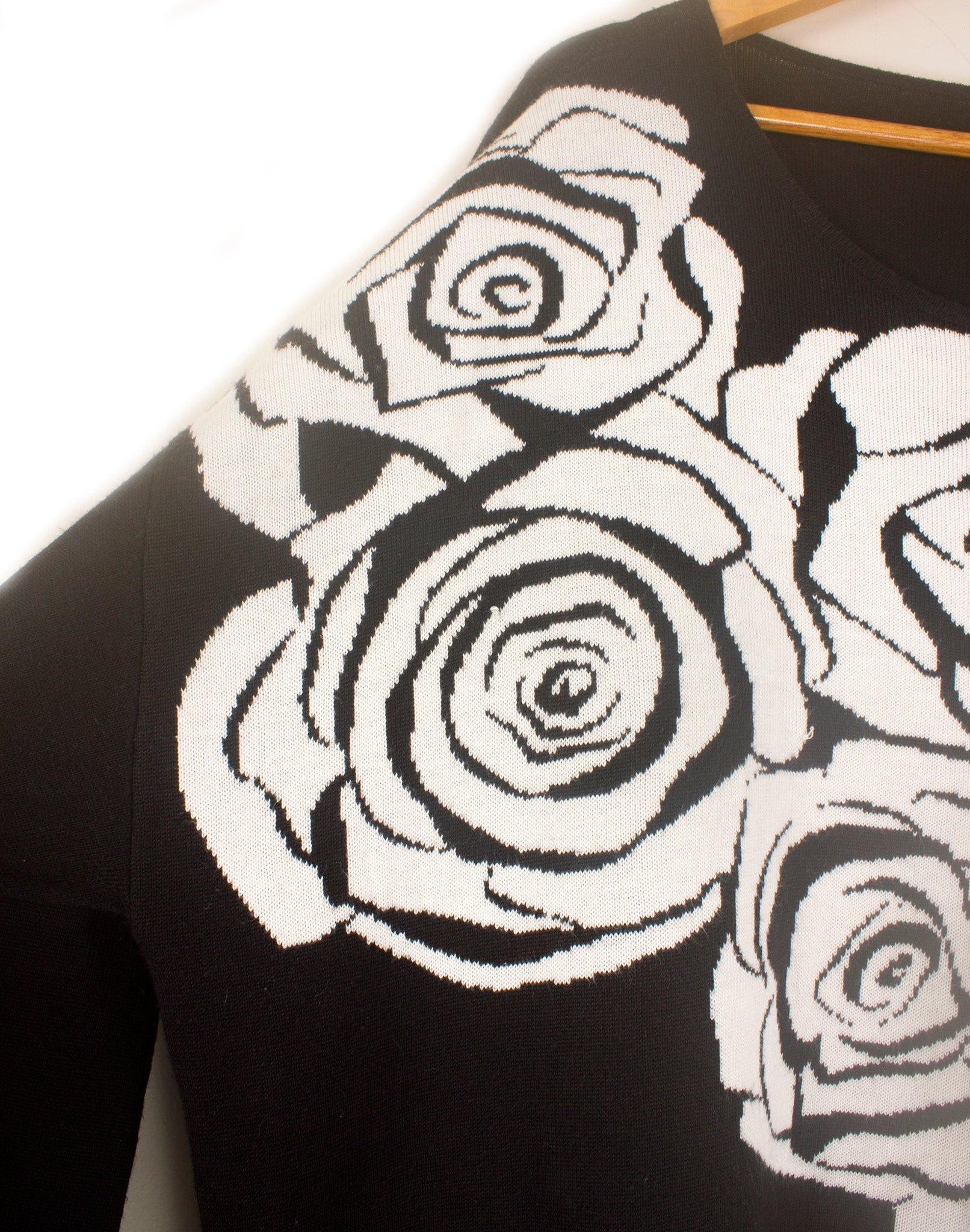 Autograph Black & White Rose Sweater Dress - Size XL