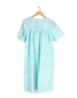 Vintage 80's Turquoise Cotton Daisy Dress Serendipity - Size S M